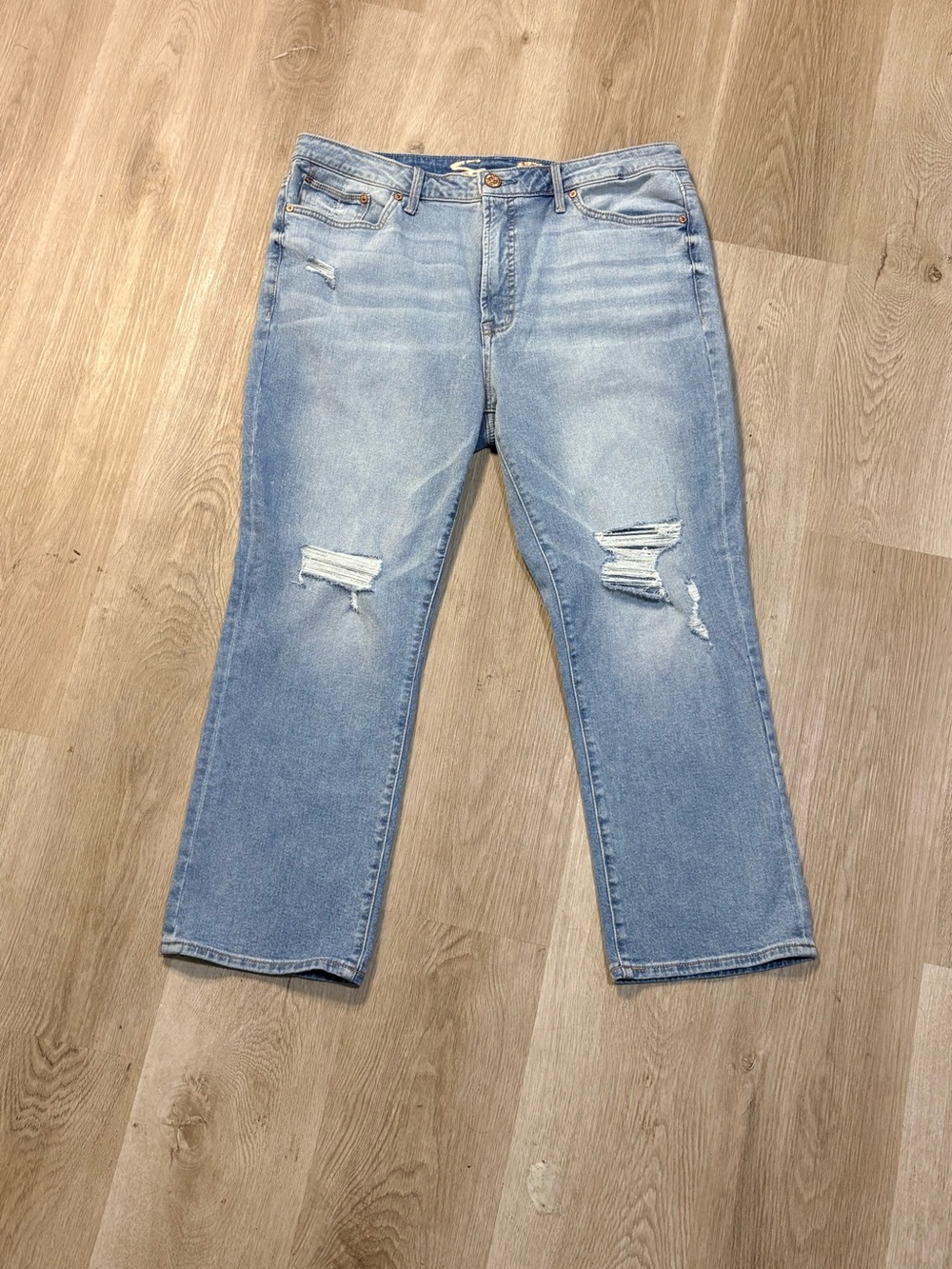 Seven7 Distressed Baggy Jeans Women’s Size 14 Light Wash Faded High Rise Y2K